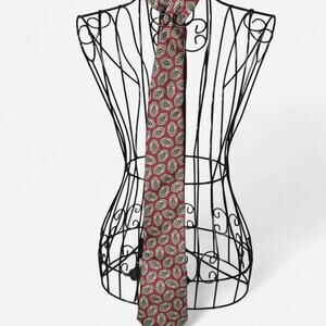 Vintage Strathmore by Richman All Silk Tie - Red & Teal Medallion Geometric